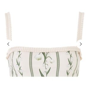 AGUA BY AGUA BENDITA Olmo Perla floral-print Embroidered Bikini Top Large NWT